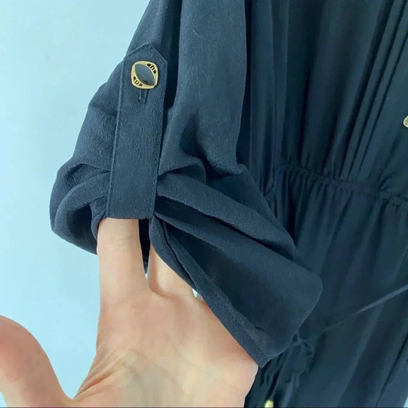 Yumi Kim Silk Dress Womens Size Small Black Tie Waist Button Down Top - Picture 6 of 10